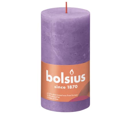Bolsius Рустик колонни свещи Shine, 4 бр, 130x68 мм, изящно виолетово