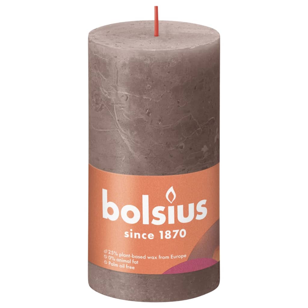 Bolsius Kubbakerti Shine 4 stk. 130x68 mm Brúngrátt