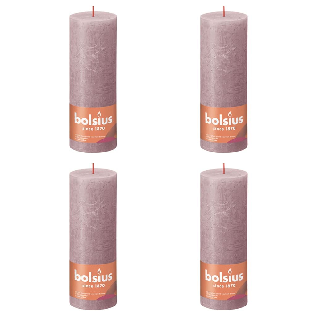 Velas rústicas cilíndricas Shine 6pcs 190x68mm rosa cinza