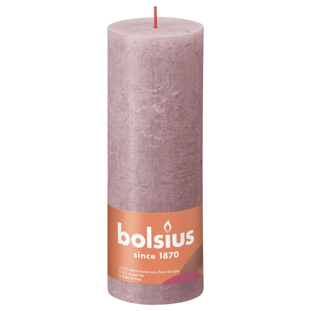 Bolsius Stompkaarsen Shine 4 st rustiek 190x68 mm ash rose