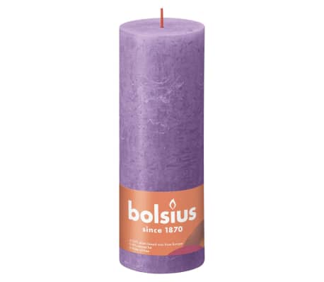 Bolsius Rustikální válcové svíčky 4 ks 190 x 68 mm zářivě fialové