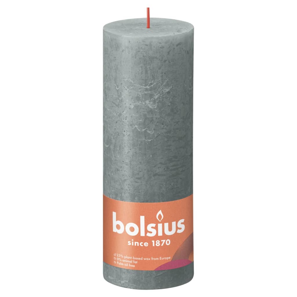 Bolsius Rustikale Stumpenkerzen Shine 4 Stk. 190x68 mm Eukalyptusgrün