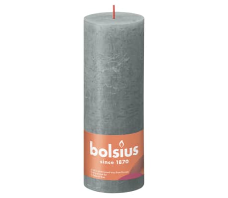 Bolsius Rustic Pillar Candles Shine 4 pcs 190x68 mm Eucalyptus Green
