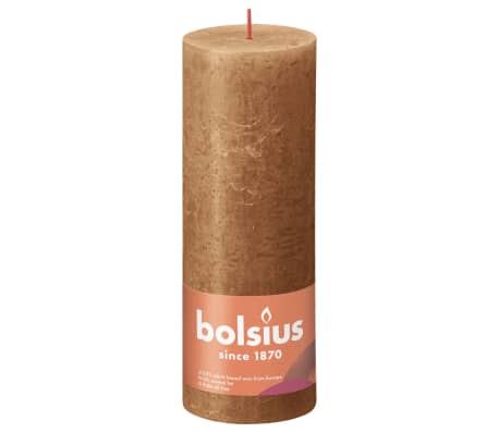 Bolsius Rustic Pillar Candles Shine 4 pcs 190x68 mm Spice Brown