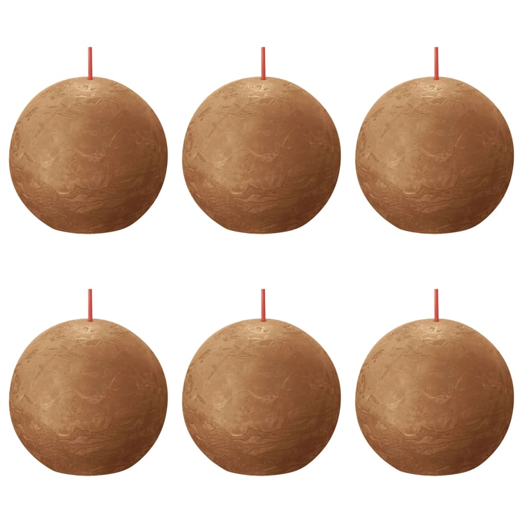 Bolsius Bougies boule rustiques Shine 6 pcs 76x71 mm Marron épice