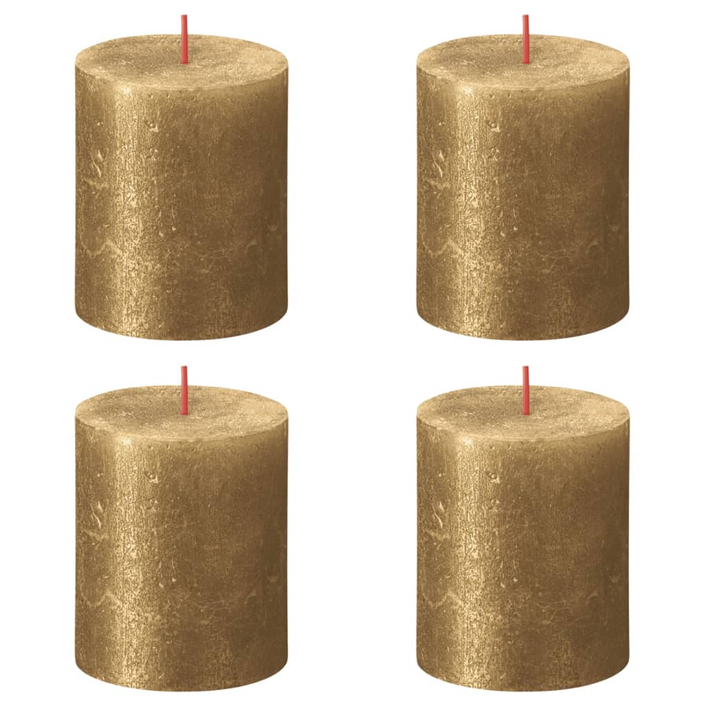Bolsius Candele Pilastro Rustiche Shimmer 4 pz 80×68 mm Oro