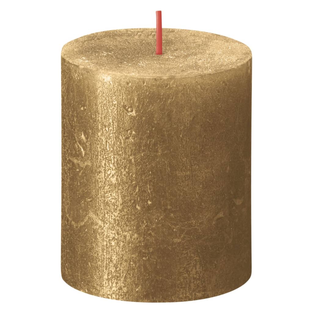 Bolsius Κεριά Κύλινδρος Ρουστίκ Shimmer 4 τεμ. Χρυσό 80 x 68 χιλ.