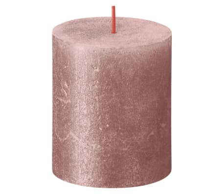 Bolsius Velas rústicas cilíndricas Shimmer 4 pcs 80x68 mm rosa