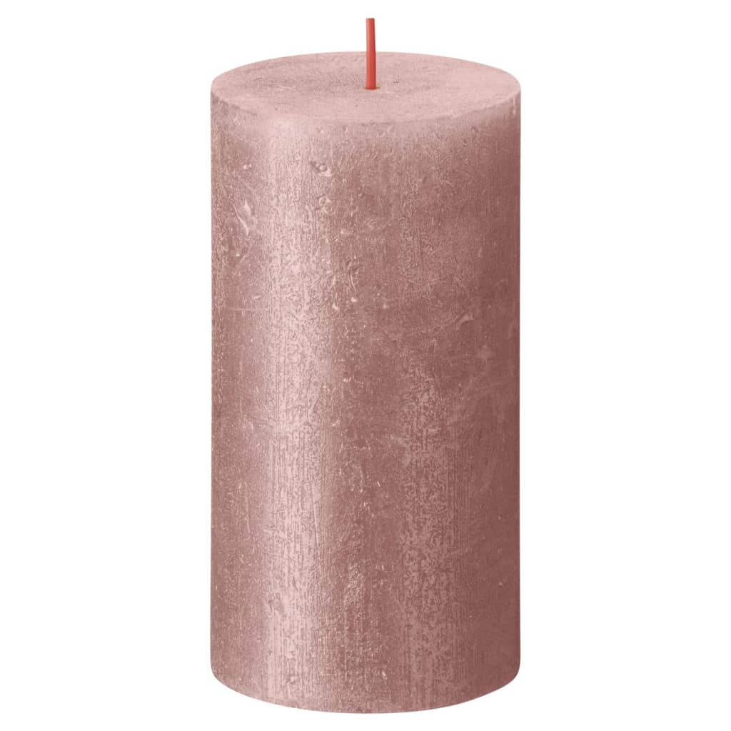 Bolsius Rustikke søylelys Shimmer 4 stk 130x68 mm rosa