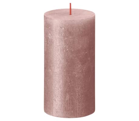 Bolsius Rustic Pillar Candles Shimmer 4 pcs 130x68 mm Pink