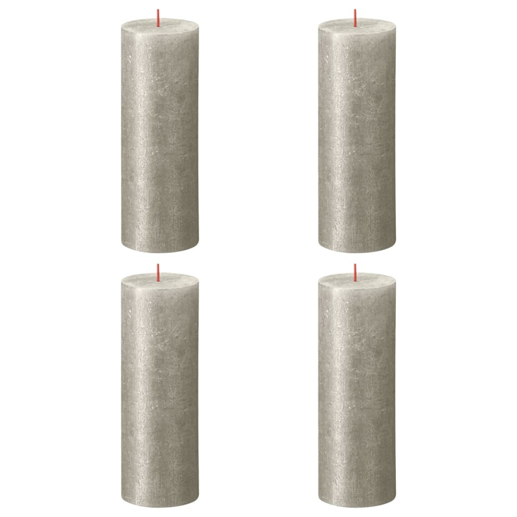 Velas rústicas cilíndricas Shimmer 6 pcs 190x68 mm champanhe