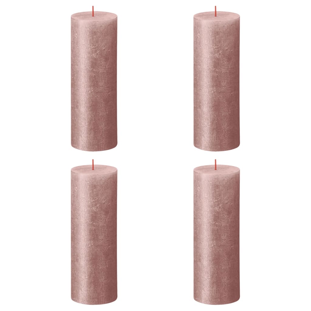 Velas rústicas cilíndricas Shimmer 6 pcs 190x68 mm rosa