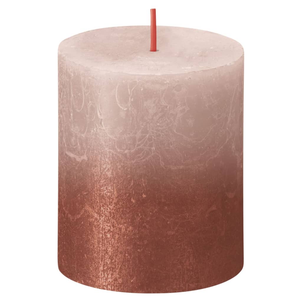 Bolsius Candele Rustiche a Colonna Shine 4 pz 80x68 mm Rosa Nebbia