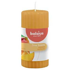 Bolsius cilindriskas sveces ar rievām, 6 gab., 120x58 mm, mango