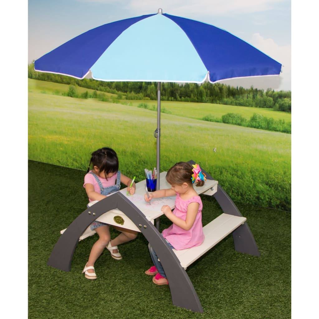12: AXI picnicbord til børn med parasol Kylo XL hvid og grå