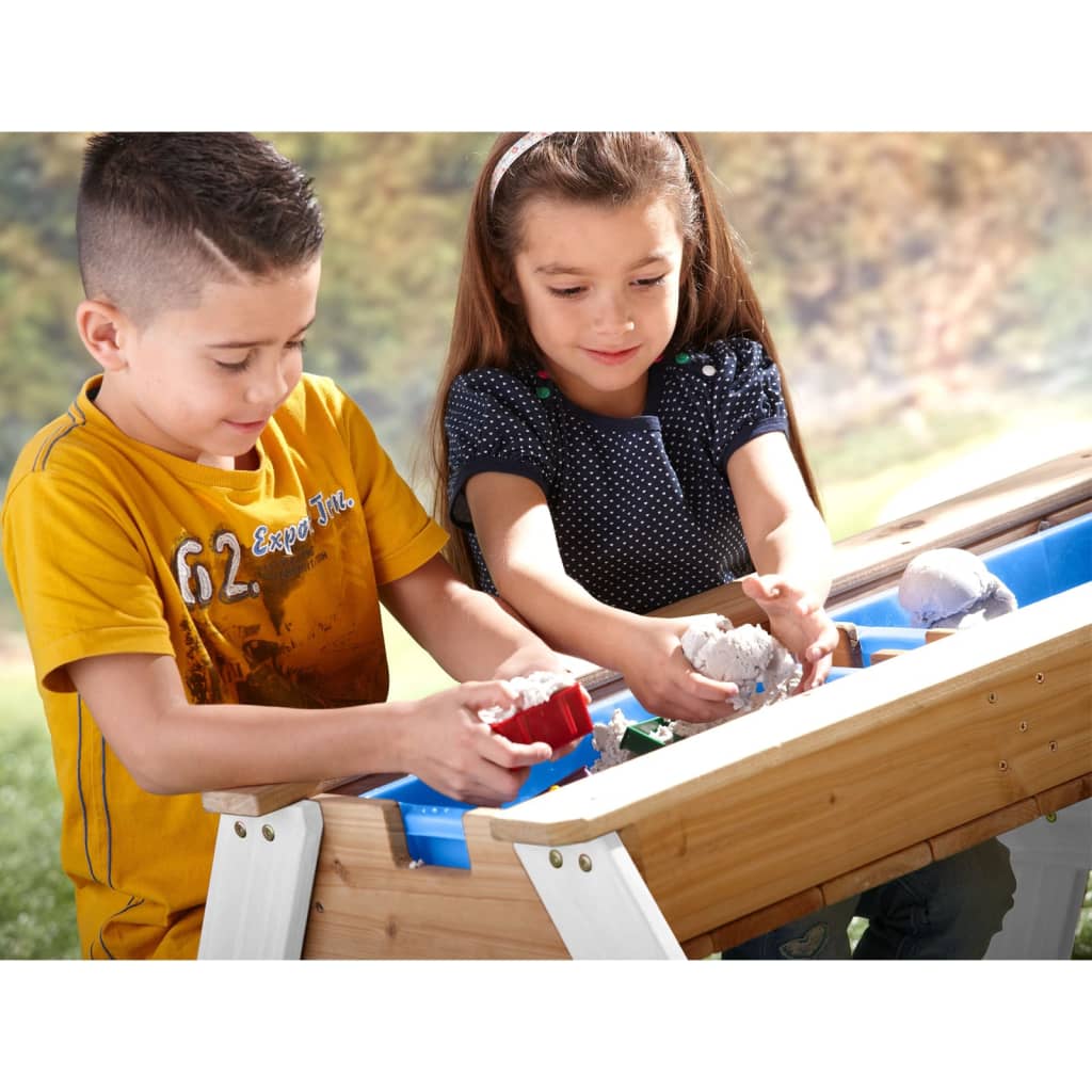 Nick homokkal/vízzel tölthető barna-fehér piknikasztal napernyővel