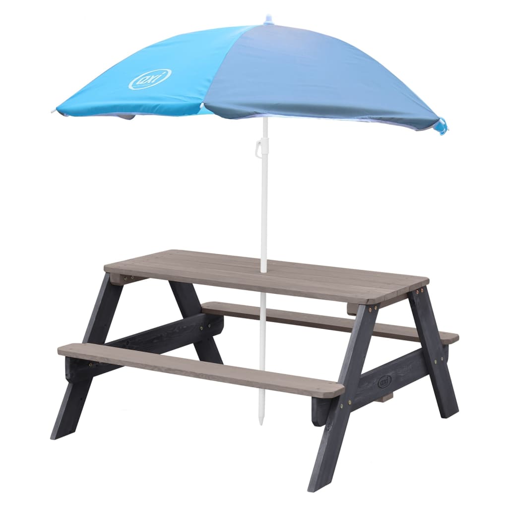 

AXI Kinderpicknicktafel Nick met parasol bruin en grijs