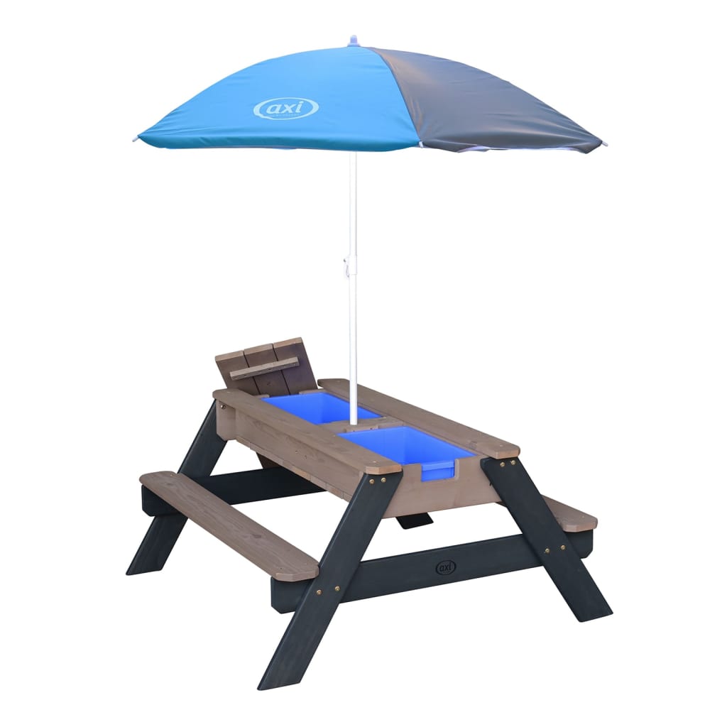 

AXI Zand- en waterpicknicktafel Nick met parasol antracietkleur grijs