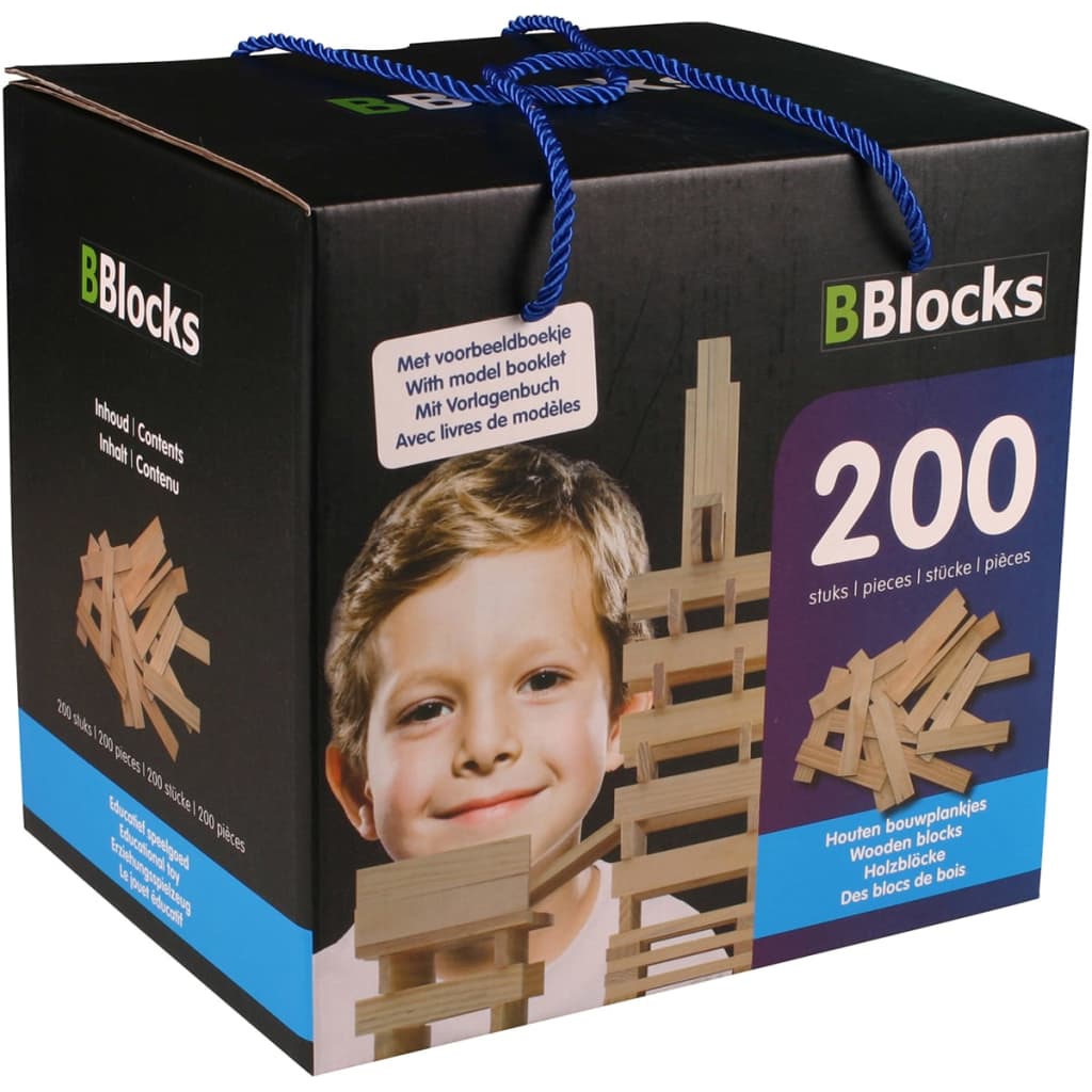 VidaXL - BBlocks Bouwplankjes bruin hout 200 st BBLO890101