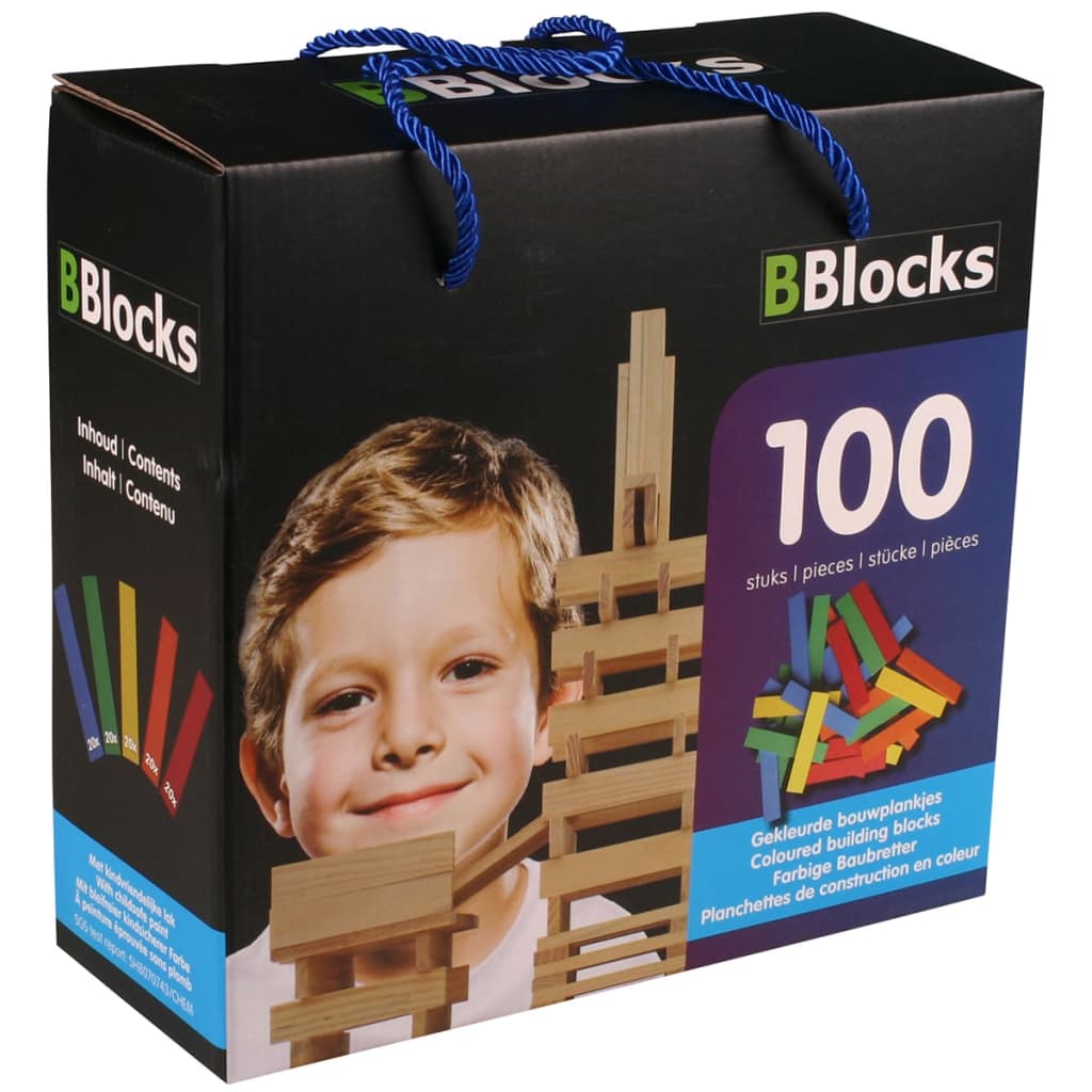

BBlocks Bouwplankjes meerkleurig hout 100 st BBLO890099
