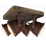 Freelight Spot Woody 4 lichts roest-hout