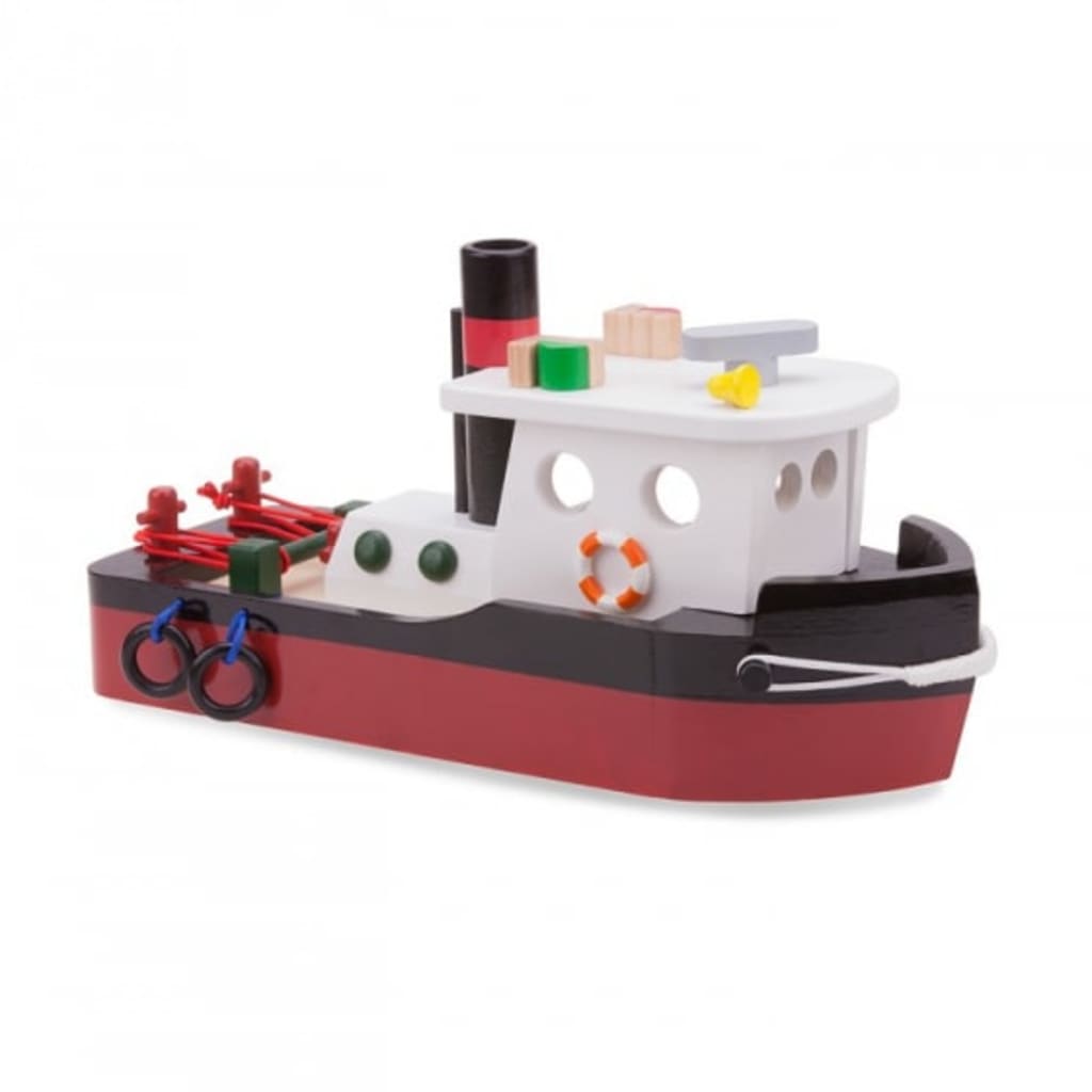Afbeelding New Classic Toys sleepboot Havenlijn 34,5 cm hout rood/zwart door Vidaxl.nl