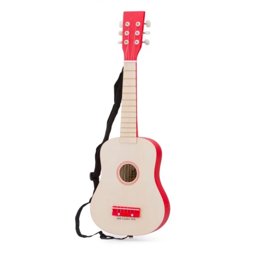 New Classic Toys gitaar De Luxe junior 64 cm lichtbruin/rood