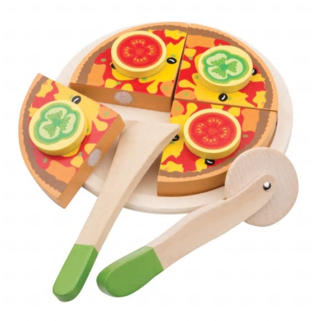 New Classic Toys snijset pizza groente junior 16 cm hout 7-delig