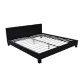 Double Black Artificial Leather Bed 140 x 200 cm