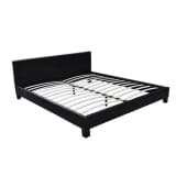 Double Black Artificial Leather Bed 180 x 200 cm