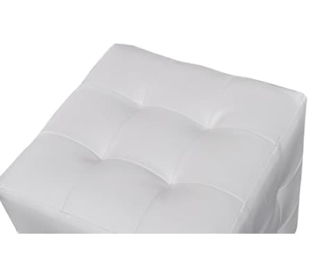 vidaXL Conjunto Banco Baúl 3 Piezas con Taburete Cuero Artificial Color Blanco