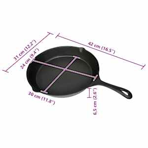 Grilovací pánev / pánev na smažení litinová 30 cm kulatá - obrázek 4