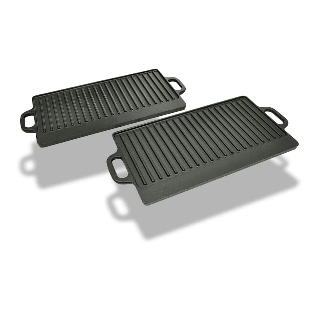 vidaXL vendbar grillpande i støbejern 2 stk. 38x23 cm