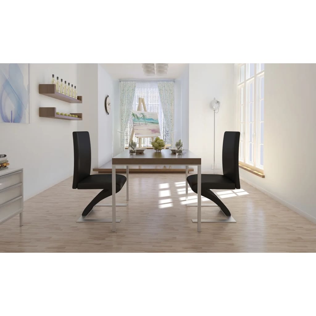 virtuves krēsli, 2 gab., melna mākslīgā āda | Stepinfit.lv
