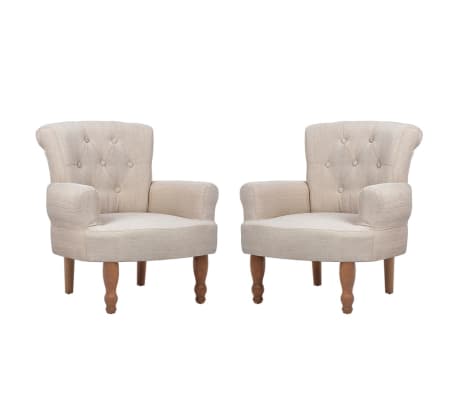 vidaXL Französische Sessel 2 Stk. Creme Stoff vidaXL Französische Sessel 2 Stk. Creme Stoff