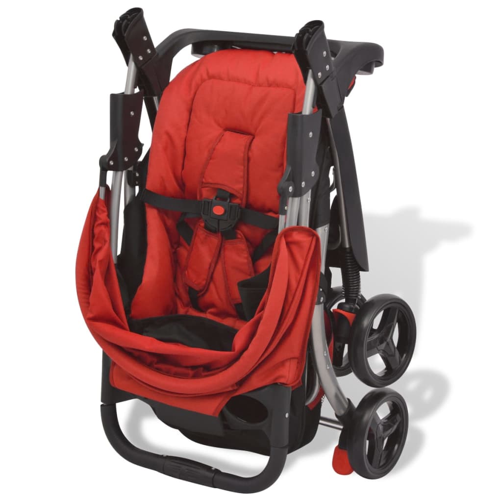 vidaXL Бебешка количка тип бъги, червена, 102x52x100 см