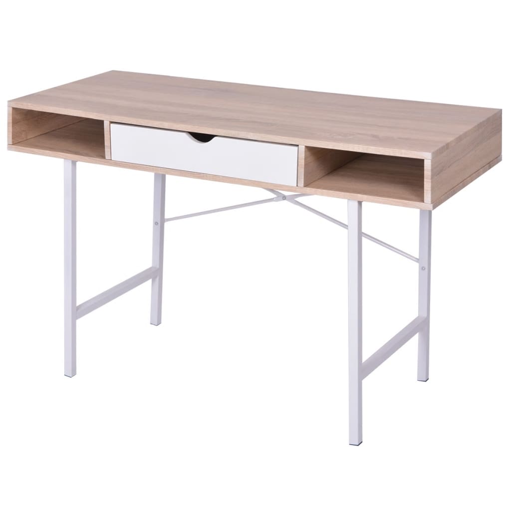 Photos - Office Desk VidaXL Desk with 1 Drawer Oak and White 