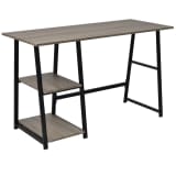 vidaXL Bureau met 2 schappen grijs eiken