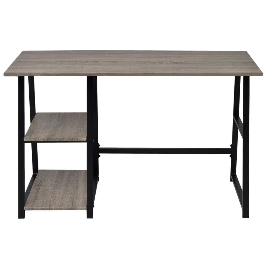 

vidaXL Bureau met 2 schappen grijs en eikenkleurig