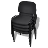 vidaXL Chaises de bureau empilables 4 pièces Tissu Noir