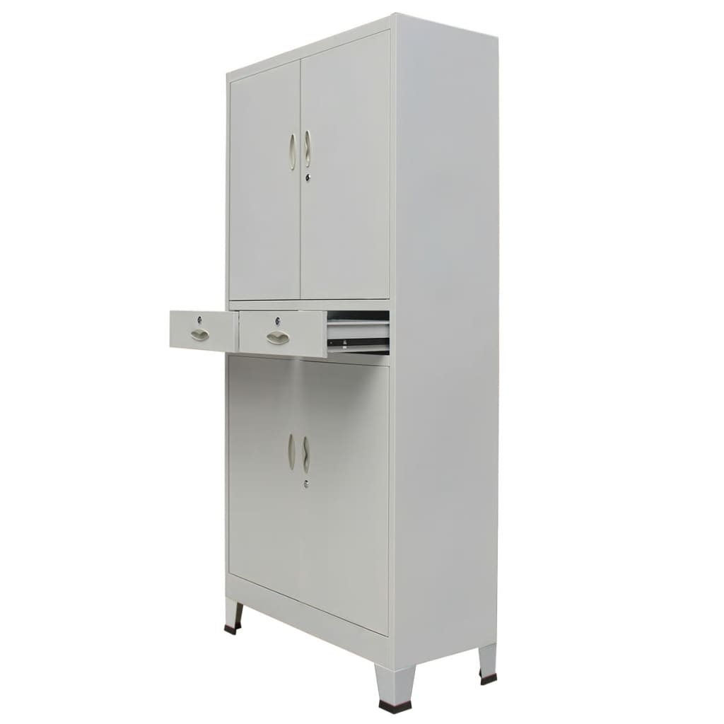 vidaXL Office Cabinet with 4 Doors Steel 35.4"x15.7"x70.9" Gray