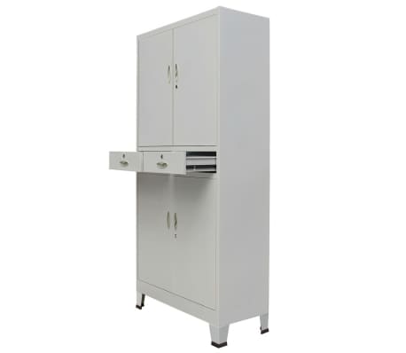 vidaXL Office Cabinet with 4 Doors Steel 35.4"x15.7"x70.9" Gray