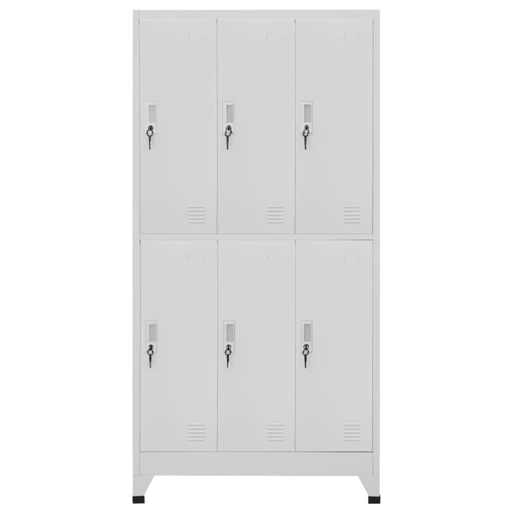 Dulap vestiar cu 6 compartimente, oțel, 90 x 45 x 180 cm, gri