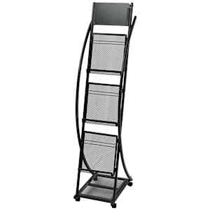 Stojalo za revije 40x32x131 cm črne barve A4