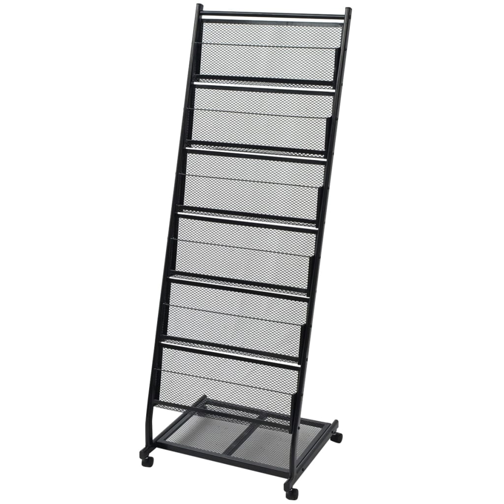 Image of vidaXL Magazine Rack 47.5x43x133 cm Black A4