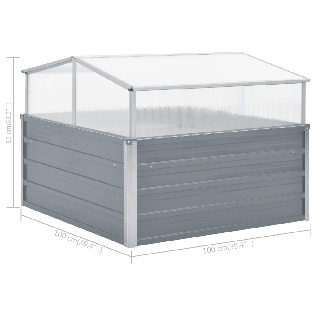 vidaXL Cold Frame Raised Garden Bed with Cover Greenhouse Galvanized Steel