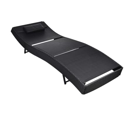 vidaXL Chaise longue Résine tressée Noir