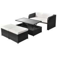 vidaXL Loungeset zwart poly rattan