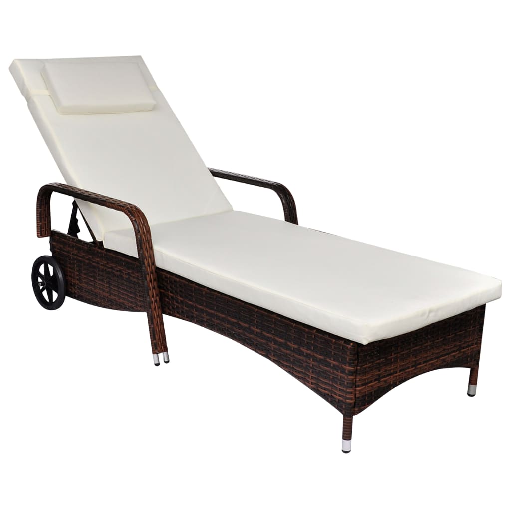 Rattan sun lounger on wheels sale