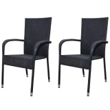 vidaXL Garden Chairs 2 pcs Poly Rattan Black